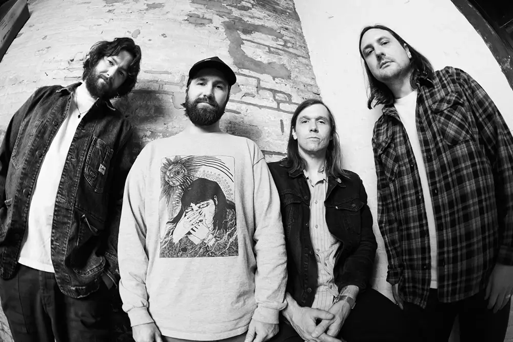 Black-and-white promotional portrait of Superheaven